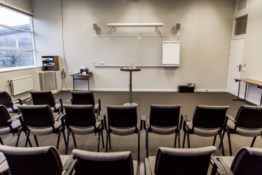 Seating for 40 people in the Udden conference room.