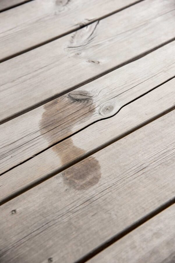 wet footprint on terrace floor