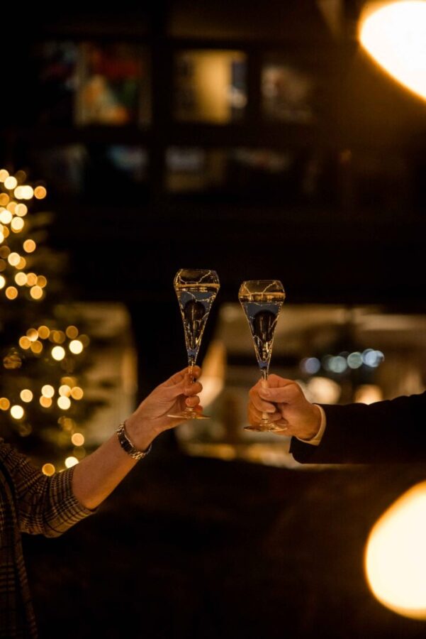 glas skålar i champagne