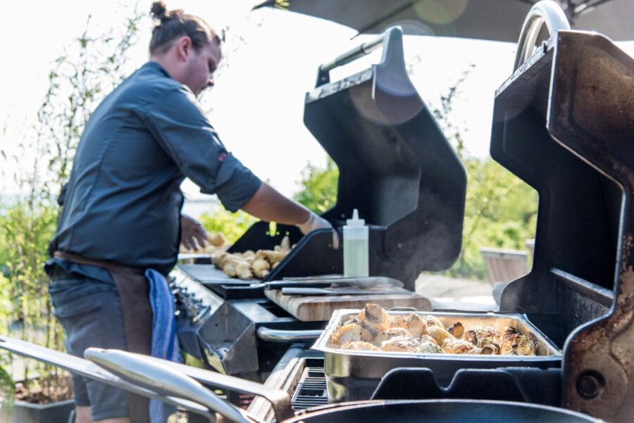 chef grilling outdoors