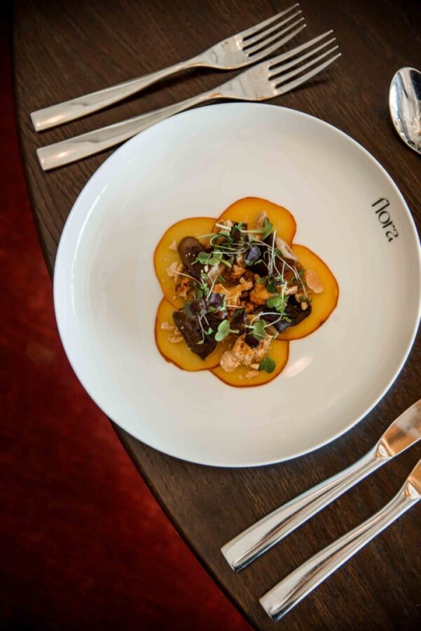 förrätt på restaurang flora