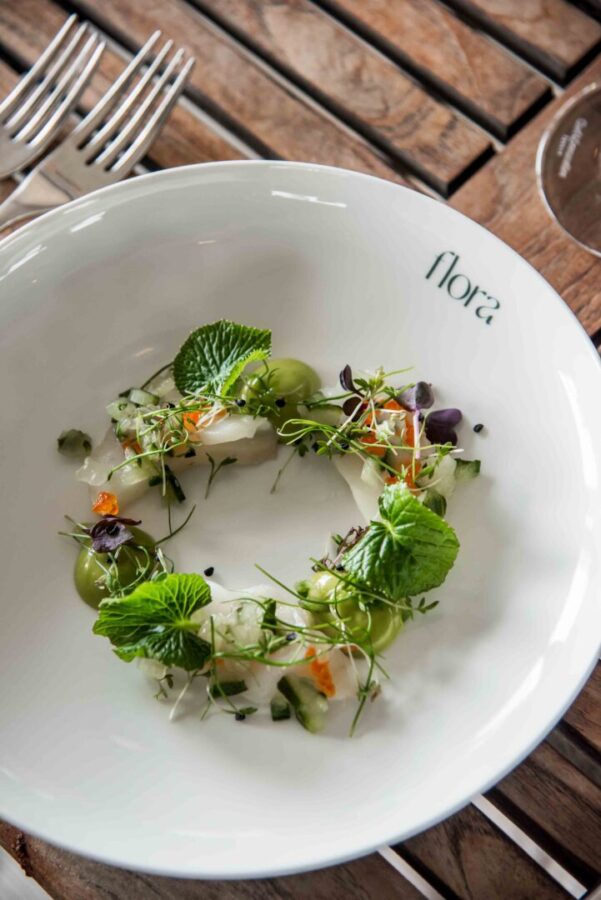 förrätt på restaurang flora