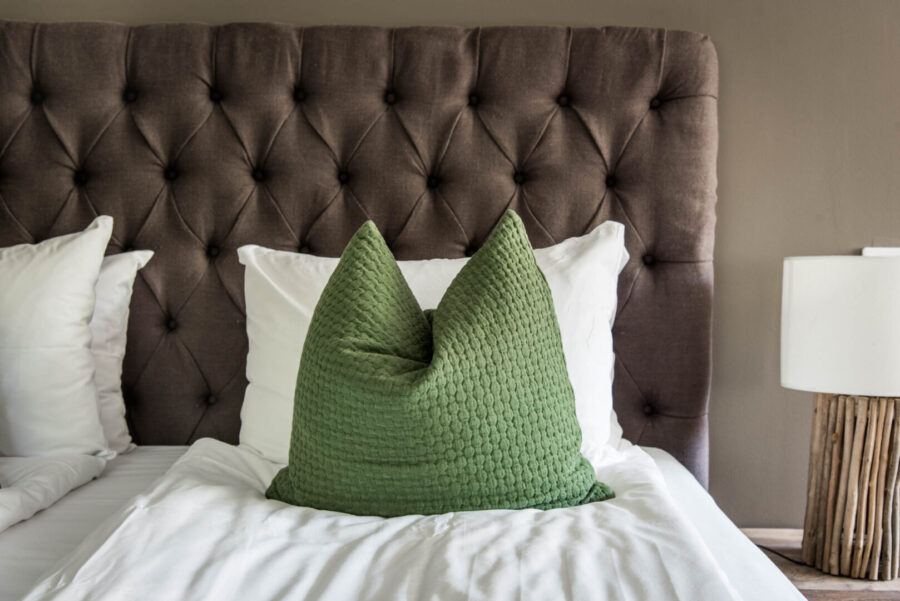 pillow in bed in premium double room