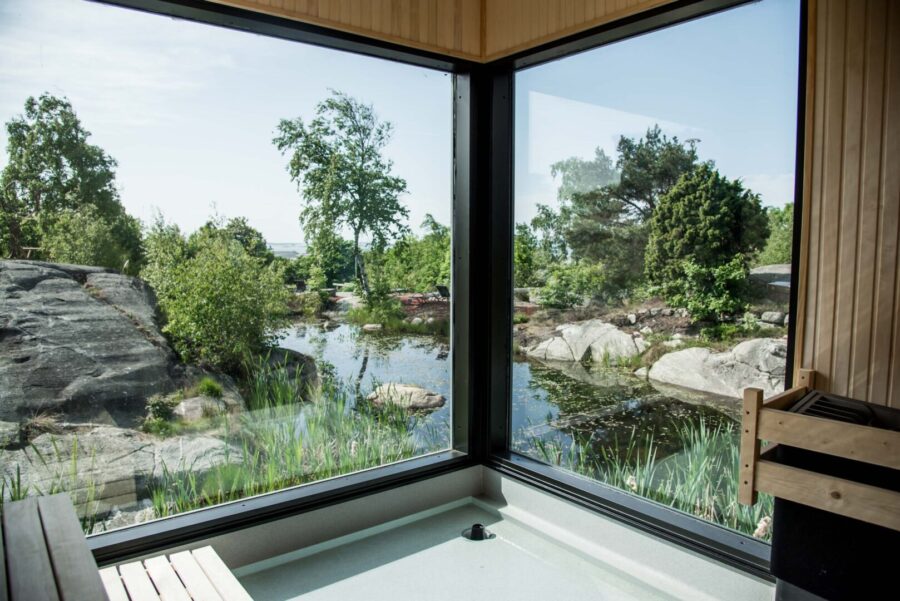grönskande vy från bastu