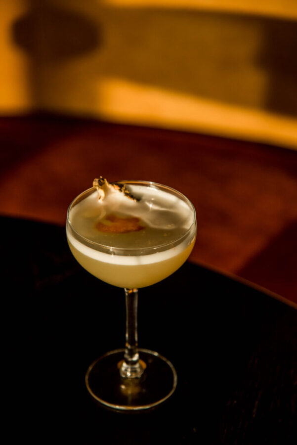 Yellow cocktail at Hugos