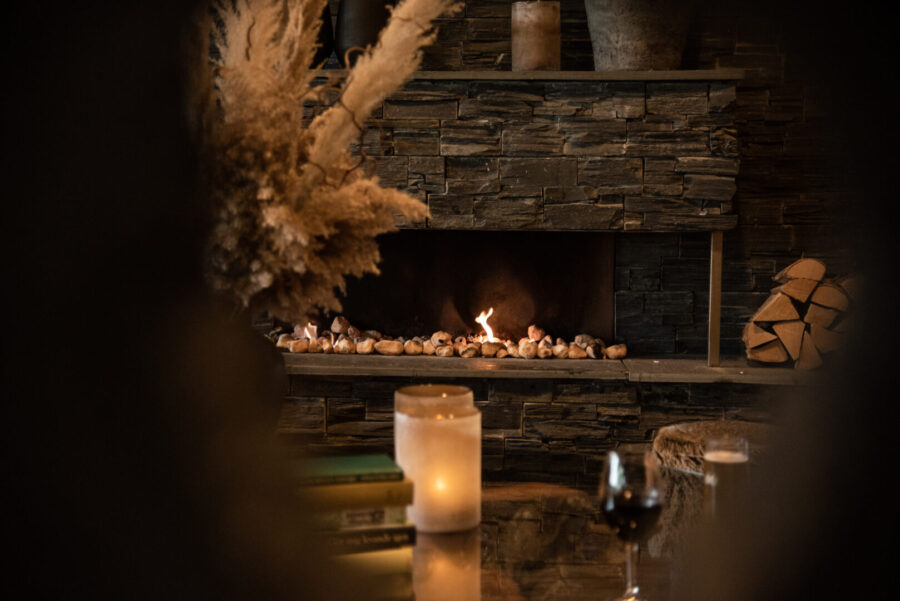 fireplace in the lobby